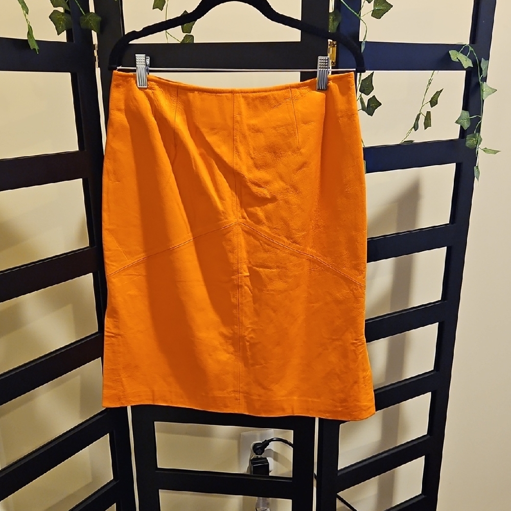 Newport News Vibrant Orange Pencil Skirt